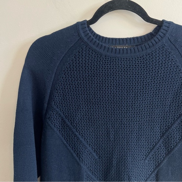 Athleta Cortina Knit Navy Blue Crew Neck Sweater Yoga Wool Cable Knit Active - Picture 5 of 10